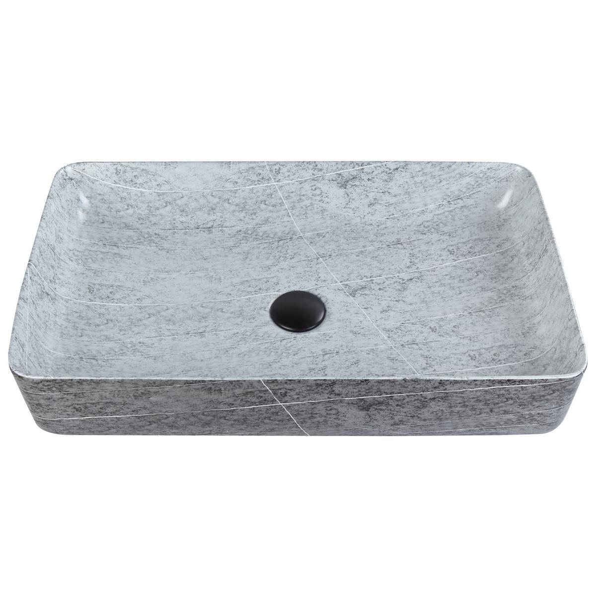 AUFSATZWASCHBECKEN 61/35 cm Artaj - Schwarz/Grau, Keramik (61/11/35cm) - Beliani