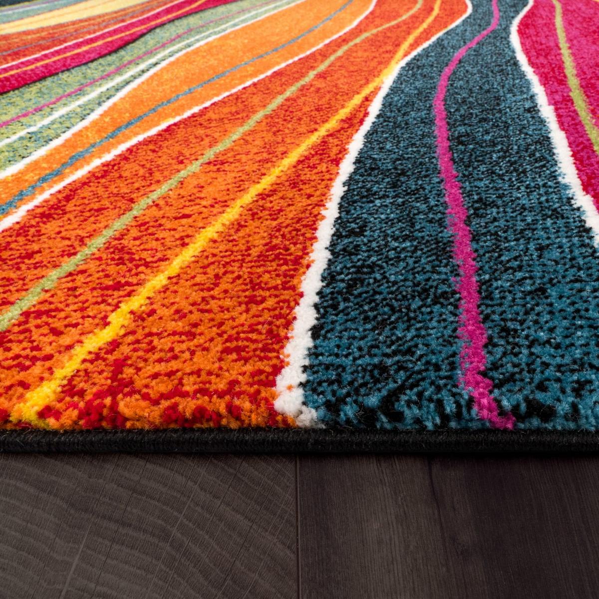 KURZFLORTEPPICH, mit Wellenmuster, aus Polypropylen, Mehrfarbig, 200 x 290 cm - Multicolor, Textil (290/200cm) - KADIMA DESIGN