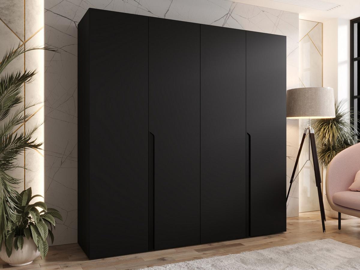 DREHTÜRENSCHRANK Mila I 200 - Schwarz, Holzwerkstoff/Kunststoff (200/202/52cm) - MIRJAN24
