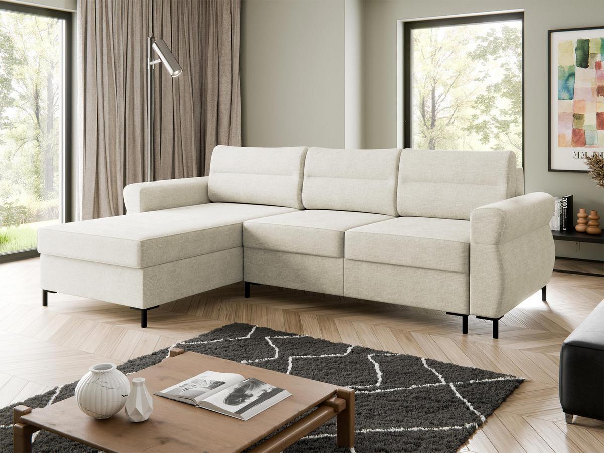 ECKSOFA Berne - Creme/Schwarz, Holz/Kunststoff (258/170cm) - MIRJAN24