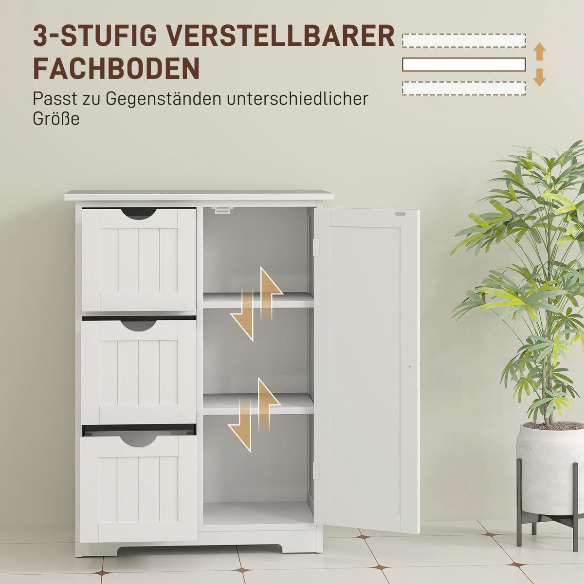 BADEZIMMERSCHRANK MDF Weiß - Weiß, Holzwerkstoff (30/80/60cm) - HOMCOM