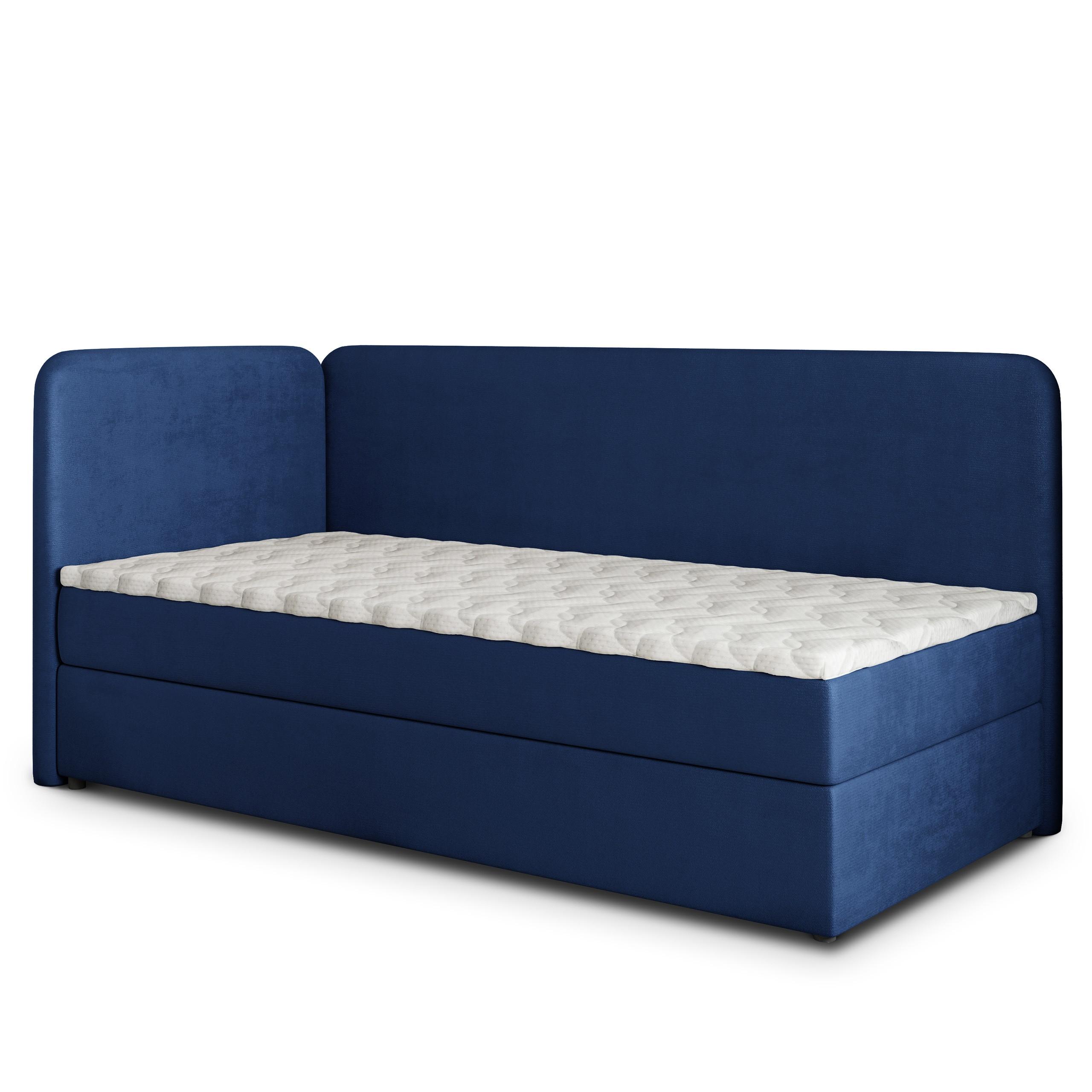 BOXBETT GINA 90x200 cm mit Matratze und Topper, H2+H3 - Blau - Blau, Holz (90/200cm) - MASSENO