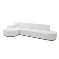 ECKSOFA Ottomane Links MARI-L2-v2 - 328x171x83 cm Weiß Bouclé - Weiß, Holzwerkstoff/Textil (328/171cm) - ALTDECOR