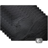 PLATZSETS 6er-Set Beton - Schwarz - Industriell Platzdeckchen 45x30 cm - Schwarz, Kunststoff (0.3/45/30cm) - MuchoWow