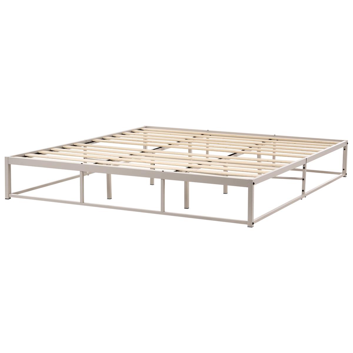 BETT ohne Kopfteil 180/200 cm Eisen Hellbeige Viry - Beige, Metall (180/200cm) - Beliani