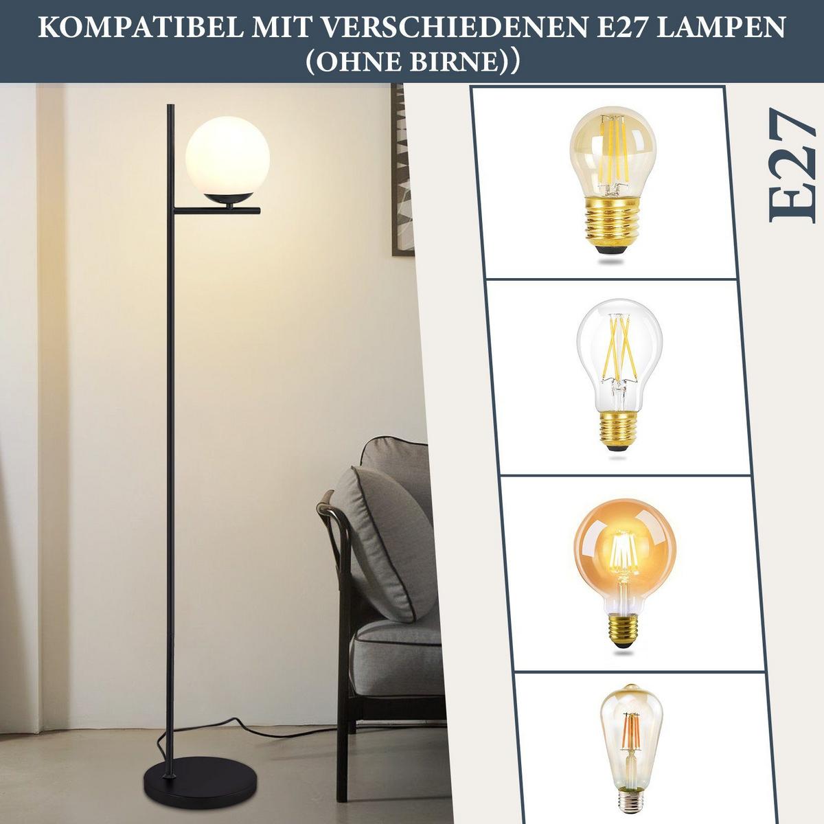 STEHLEUCHTE Dortmund 25/20/150 cm - Schwarz, Metall (32/25/166cm) - Nettlife