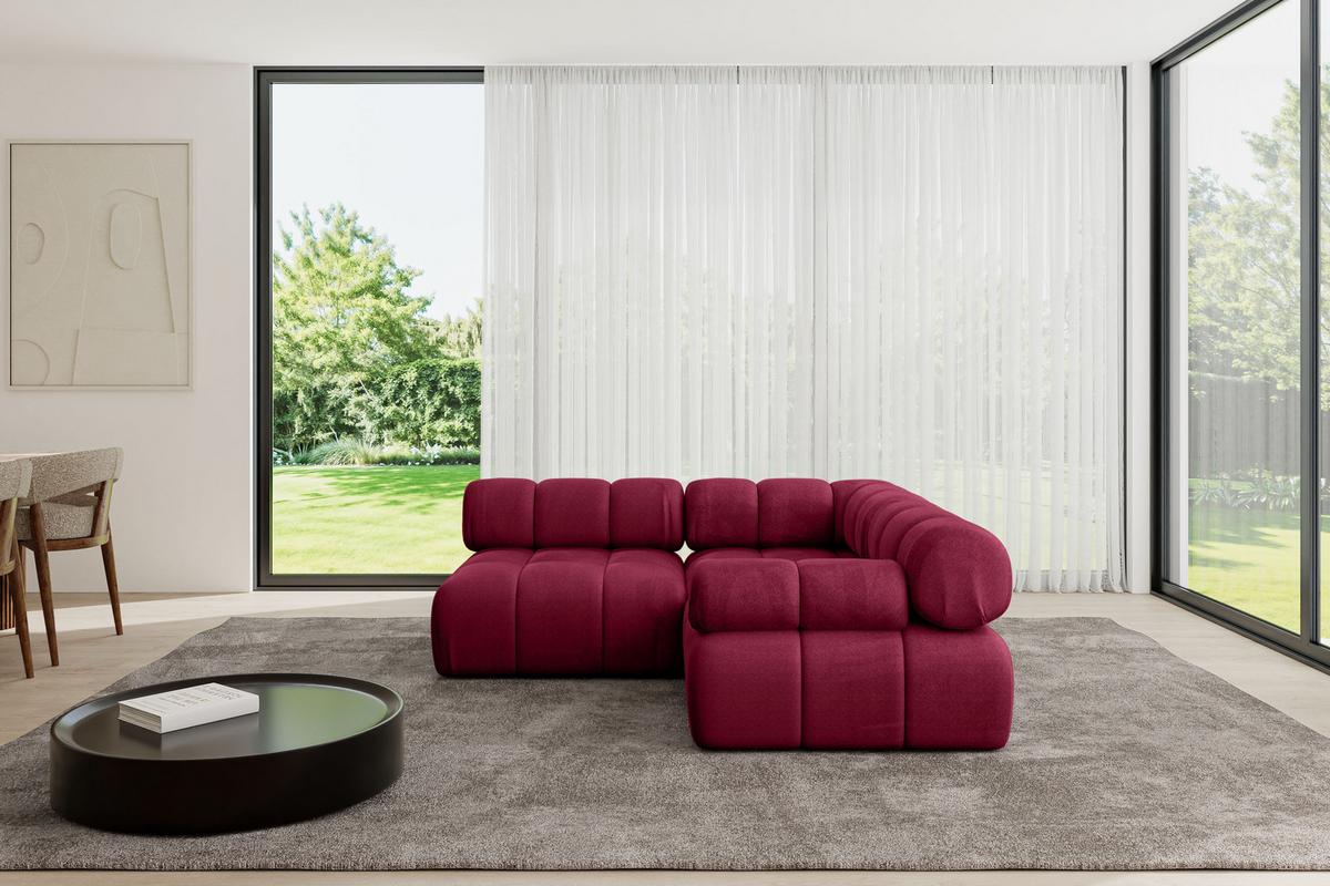 ECKSOFA modulares Sofa Mende-L1 - 190x190x70 cm Bordeauxrot Velours - Bordeaux, Holzwerkstoff/Textil (190/190cm) - ALTDECOR