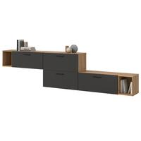 SIDEBOARD grau, Eiche Artisan 277 cm, Kommode mit Soft-Close - Schwarz/Eiche Artisan, Holzwerkstoff/Kunststoff (277/65/34cm) - Inn.Furn