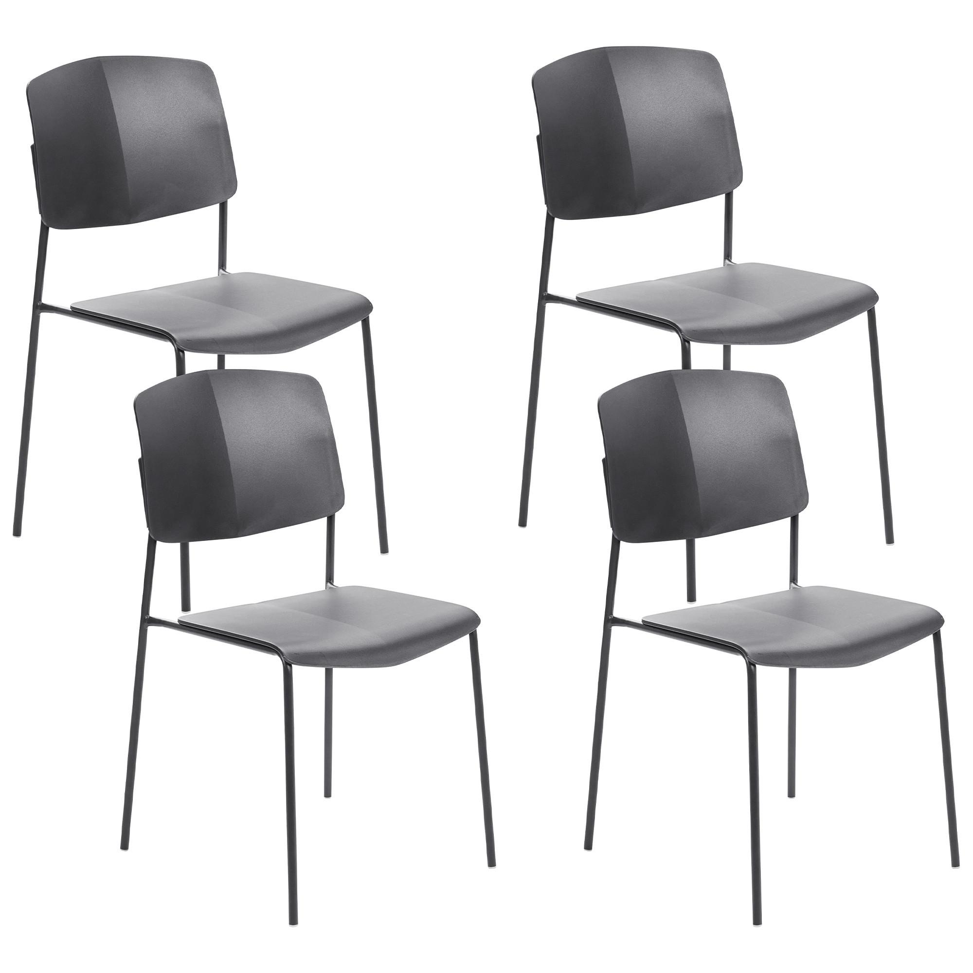 ESSZIMMERSTUHL 4er-Set Kunststoff Schwarz Astoria - Schwarz, Kunststoff/Metall (45/83/56cm) - Beliani