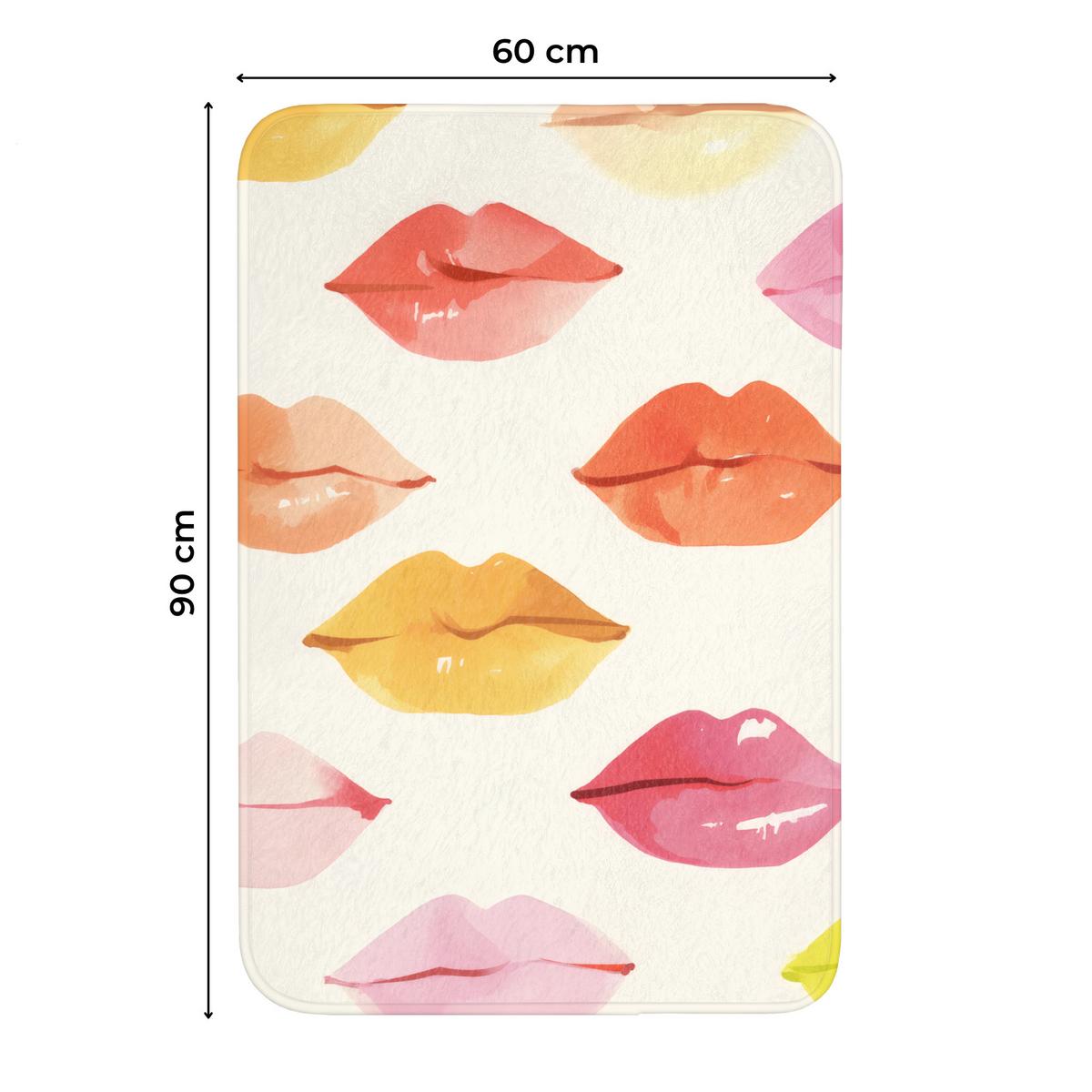 WC-VORLEGER Lippen - Bunt - Glänzend Toilettenvorleger 60x90 cm - Rosa, Textil (60/1cm) - OnlyWow