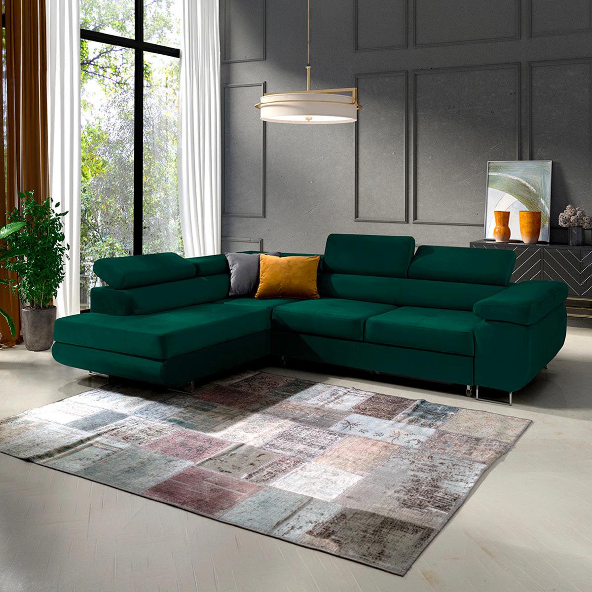ECKSOFA Wilson 4 Sitzplätze Tannengrün - Grün, Holzwerkstoff (271/201cm) - Petits-meubles