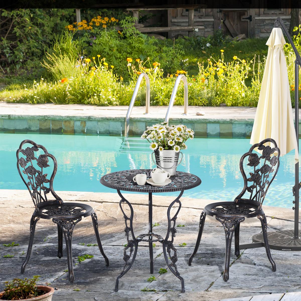 GARTENMÖBEL Set, Alu, Metall, Bronze - Bronzefarben, Metall - Outsunny