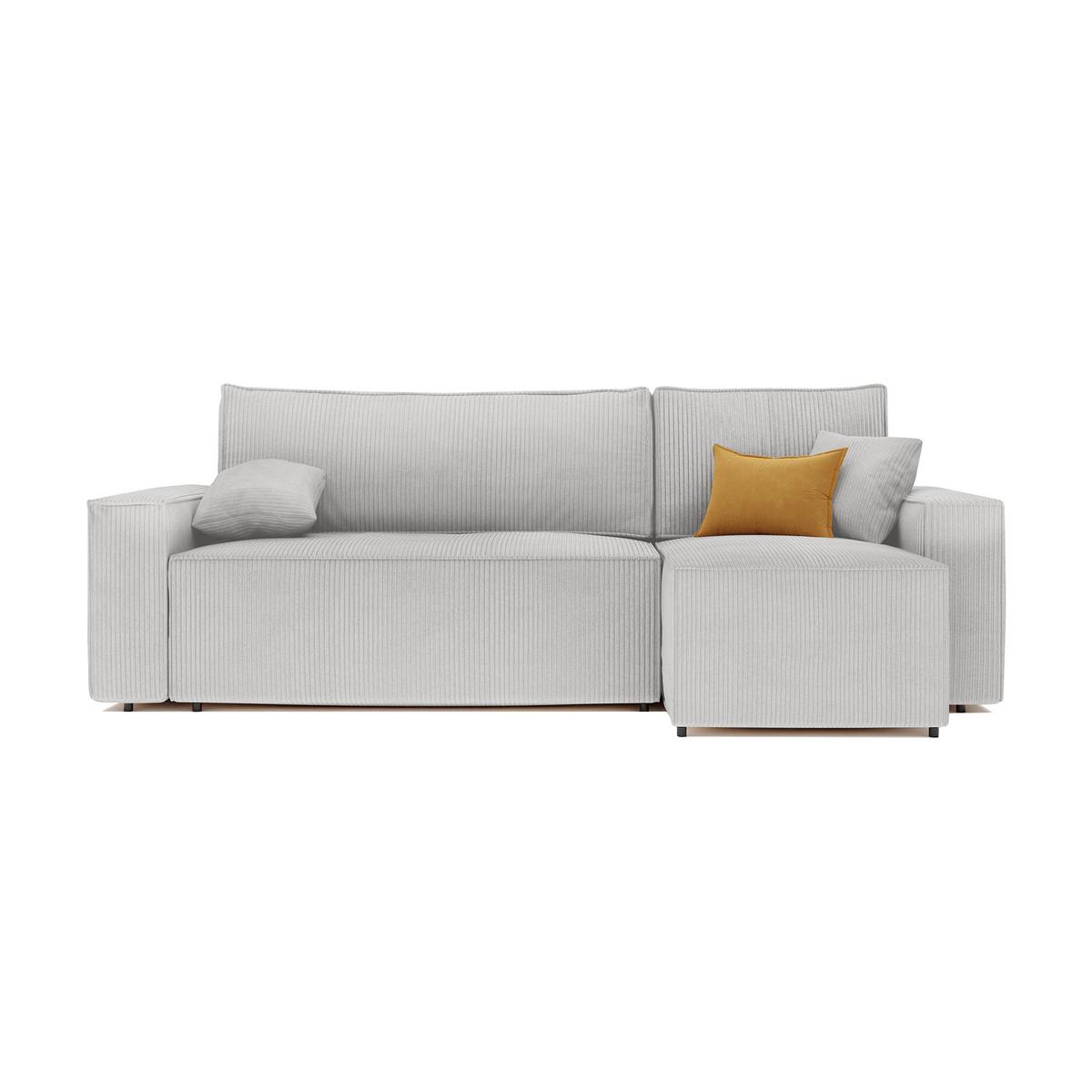 ECKSOFA Paris mit Schlaffunktion Cord - Hellgrau/Grau, Textil (244/155cm) - Idohome