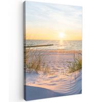 LEINWANDBILD Strand - Sonne - Düne - Gras - Sand - Horizont Wanddeko Schlafzimmer 60x90 cm - Hellblau, Textil (60/90cm) - MuchoWow
