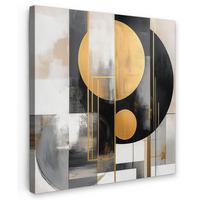 LEINWANDBILD Abstrakt - Gold - Silber - Formen - Ästhetisch - Modern Deko Groß 90x90 cm - Goldfarben, Textil (90/90cm) - MuchoWow