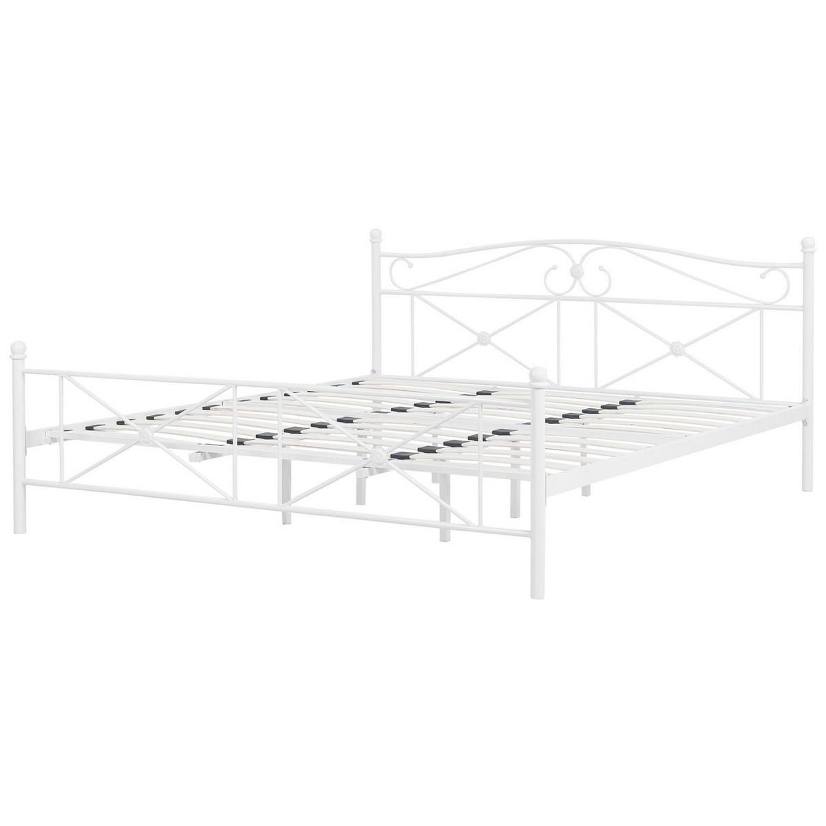 BETT mit Lattenrost 180x200 cm Weiß Rodez - Weiß, Metall (180/200cm) - Beliani