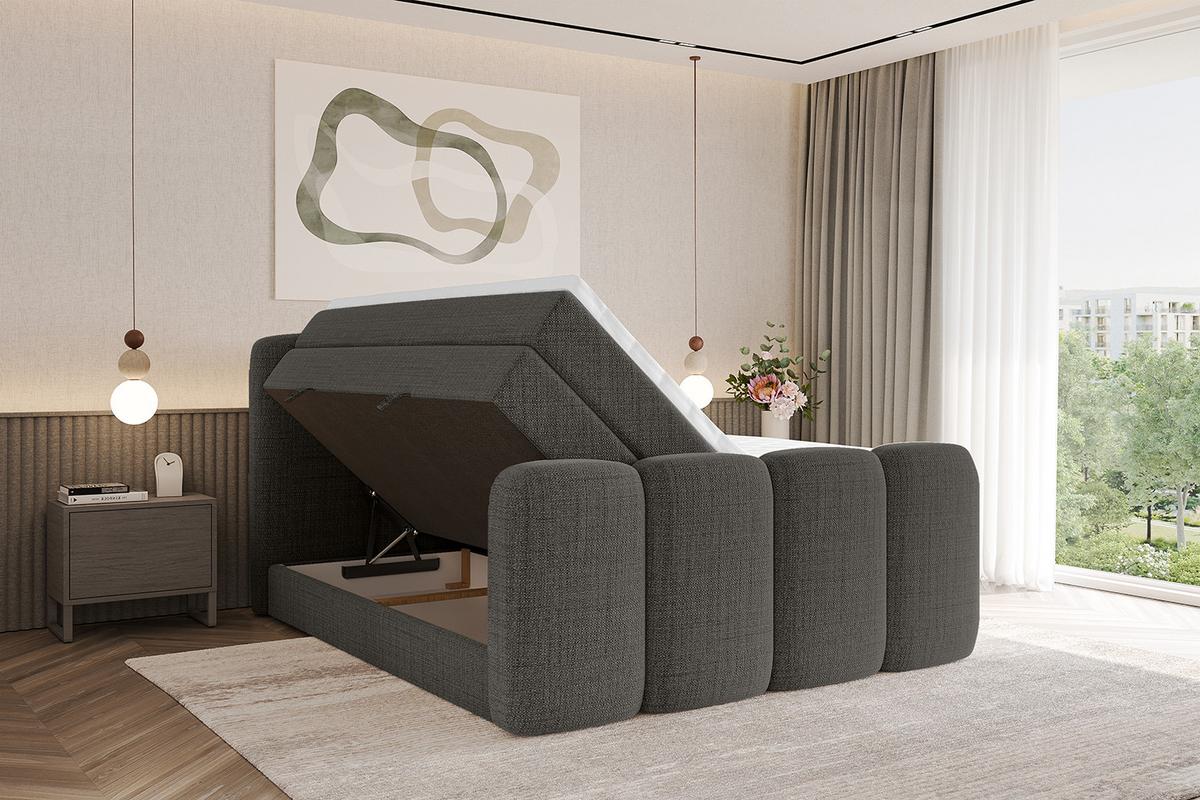BOXBETT mit Matratze H3|H4 und Lattenrost - NINA-Z KING - 160x200 cm Aragon - Grau - Grau, Holzwerkstoff (160/200cm)