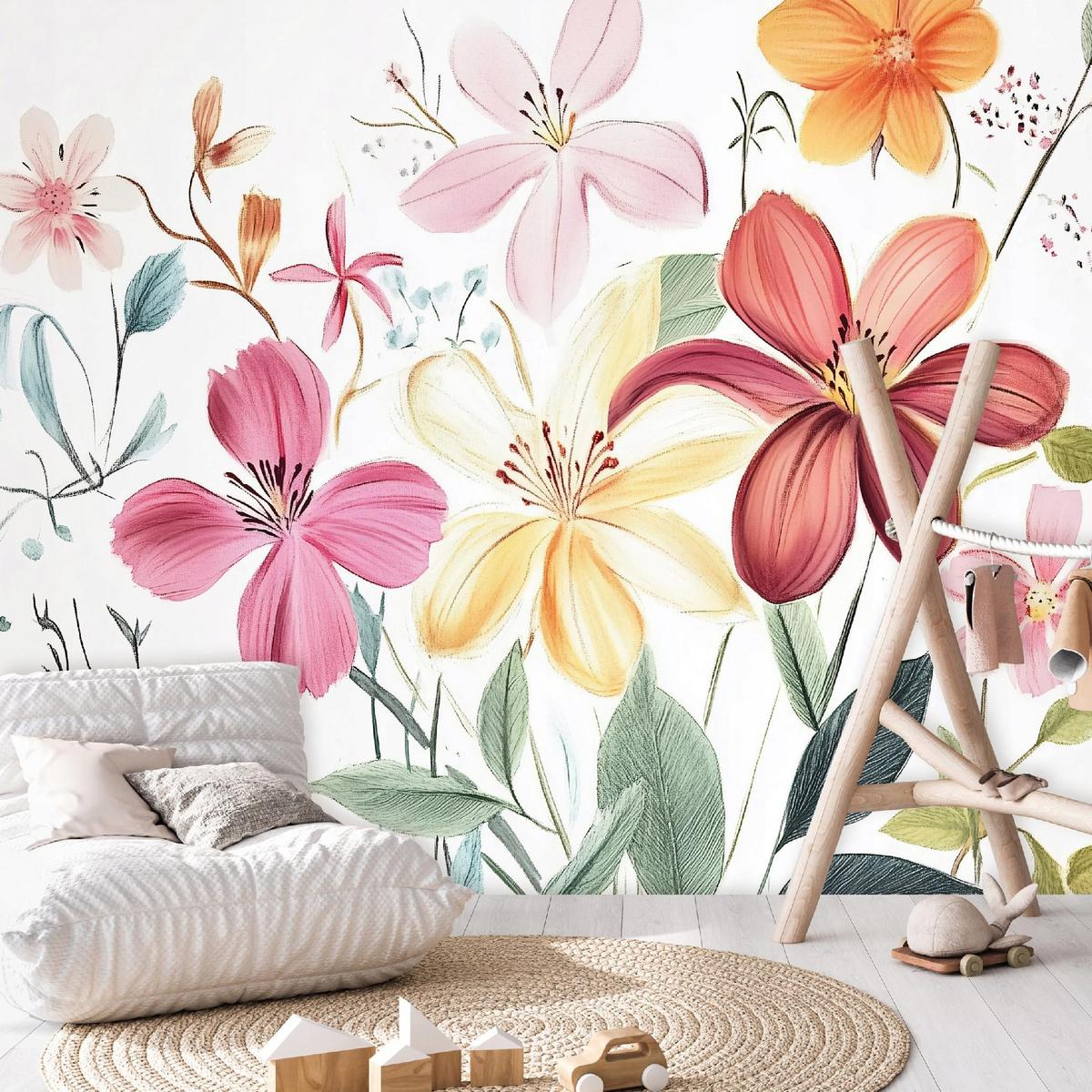 TAPETE Kinderzimmer Mädchen Blumen Vlies Fototapete 250x175 - Multicolor, Papier (250/175cm) - Wallarena