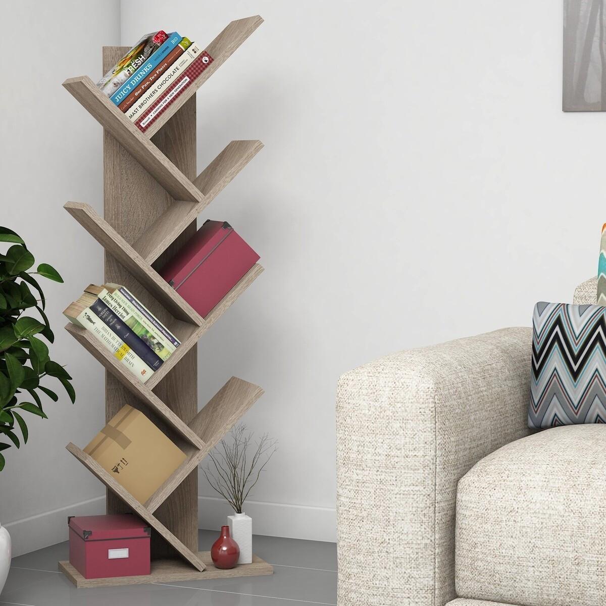 BÜCHERREGAL mit 8 Regalböden 22/46/128,5 cm - Naturfarben, Holzwerkstoff (46/128.5/22cm) - Calicosy