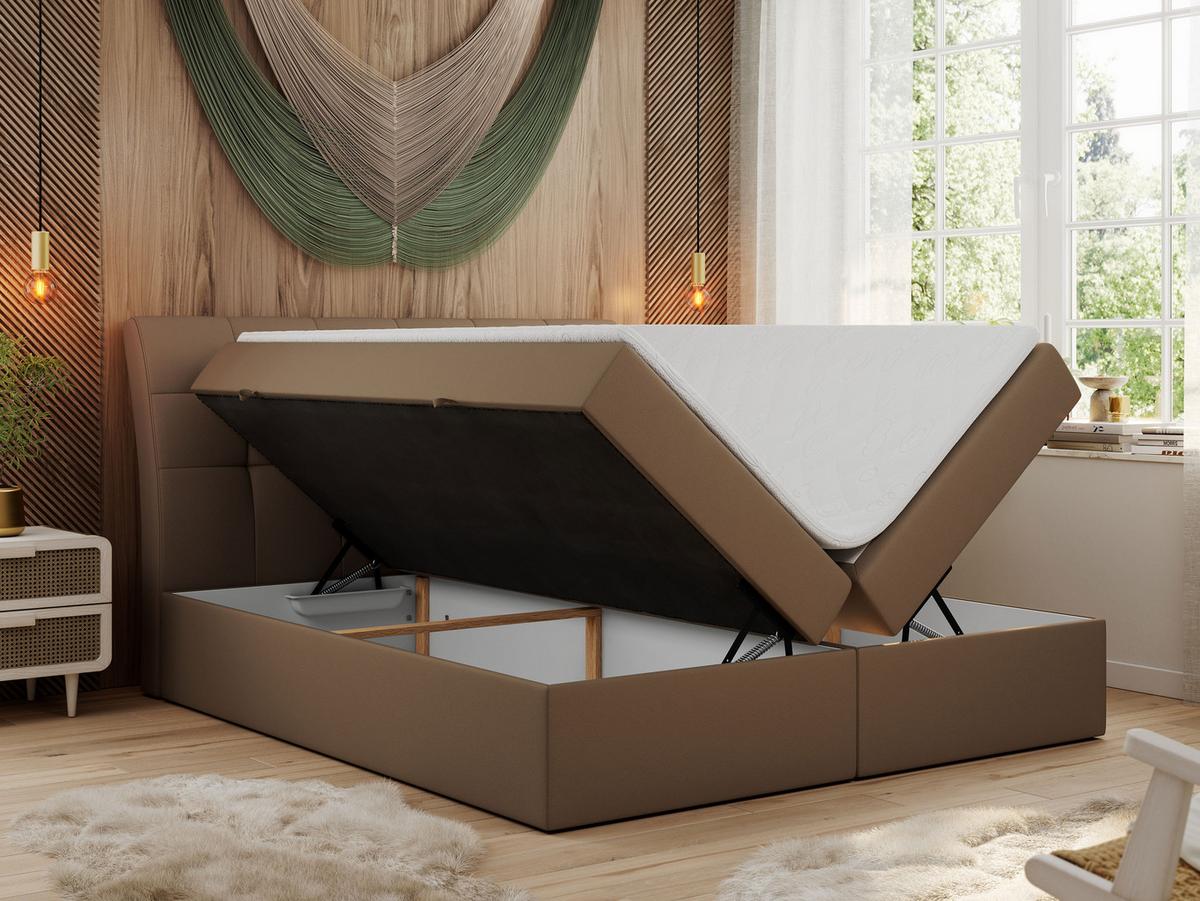 BOXBETT DIEGOS 200/200 Braun Kunstleder - H4 - Braun, Holz/Textil (200/200cm) - MKS