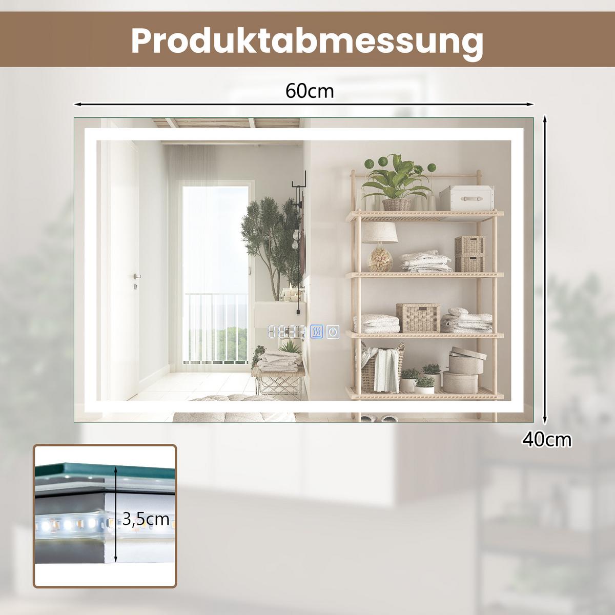 BADEZIMMERSPIEGEL Silber - Silberfarben, Glas (60/3.5/40cm) - COSTWAY