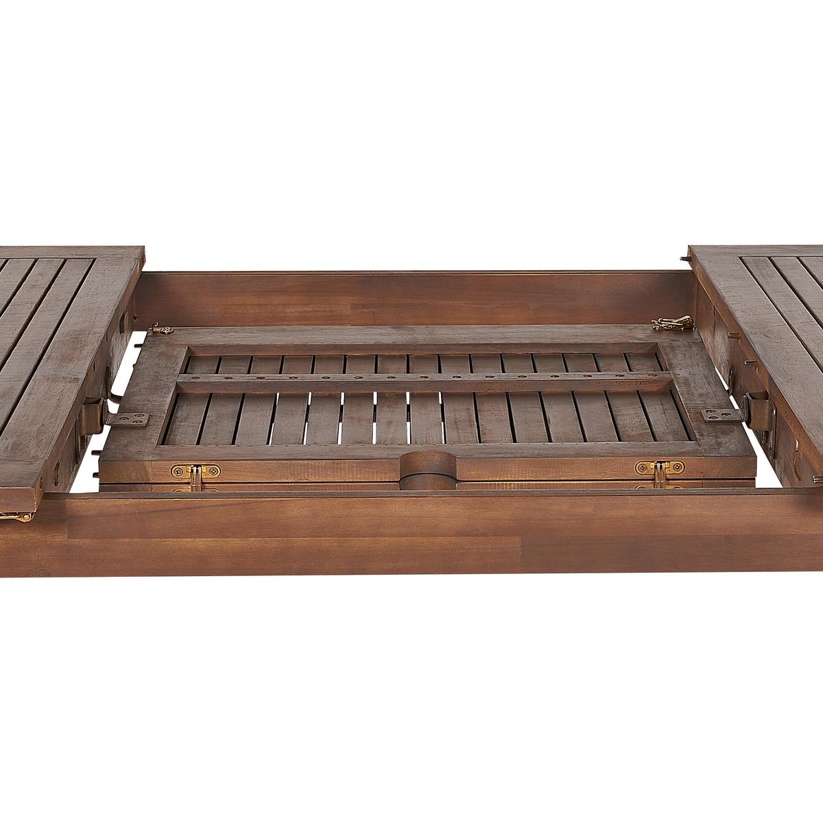 GARTENTISCH Akazienholz dunkelbraun 180-240/100 cm ausziehbar Cesana - Dunkelbraun, Holz (180/100/75cm) - Beliani