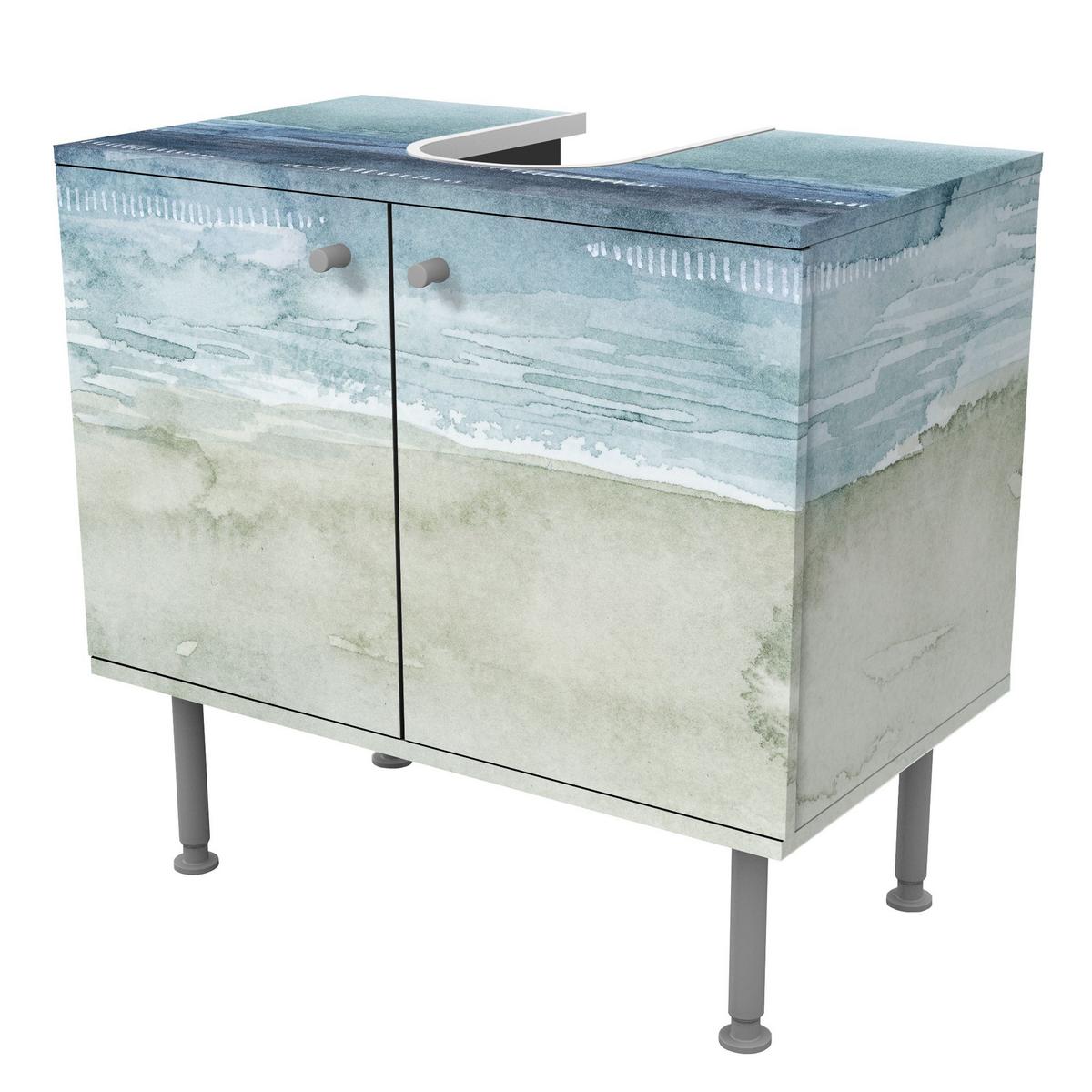 WASCHBECKENUNTERSCHRANK Mariner Nebel I 60/55/35 cm - Blau, Holzwerkstoff (60/55/35cm) - Bilderwelten