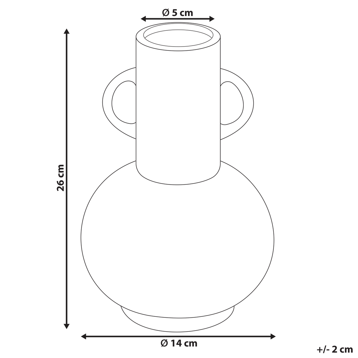 BLUMENVASE Porzellan schwarz Perea - Schwarz, Keramik (26cm) - Beliani