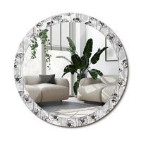 SPIEGEL Rund Ø 90 cm mit Aufdruck - Weiß, Glas (90/90/0.4cm) - Wallfluent