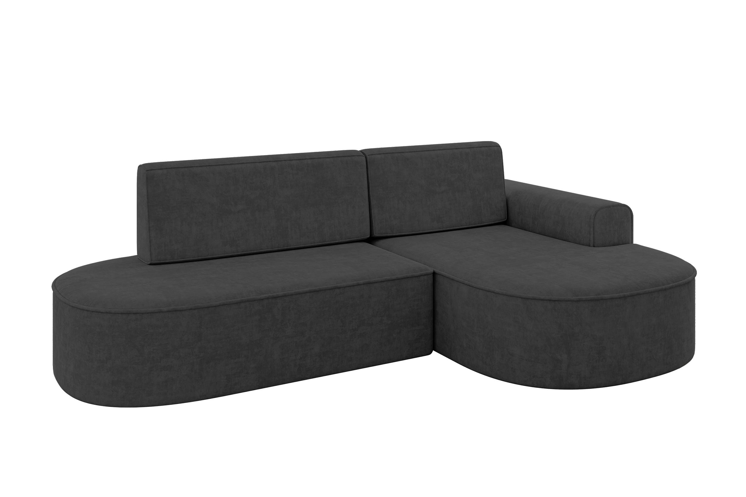 ECKSOFA mit Schlaffunktion und Bettkasten Ottomane Rechts MARI-L1-S - 283x167x73 cm Dunkelgrau Velours - Dunkelgrau/Schwarz, Holzwerkstoff/Kunststoff (167/283cm) - ALTDECOR