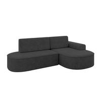 ECKSOFA mit Schlaffunktion und Bettkasten Ottomane Rechts MARI-L1-S - 283x167x73 cm Dunkelgrau Velours - Dunkelgrau/Schwarz, Holzwerkstoff/Kunststoff (167/283cm) - ALTDECOR