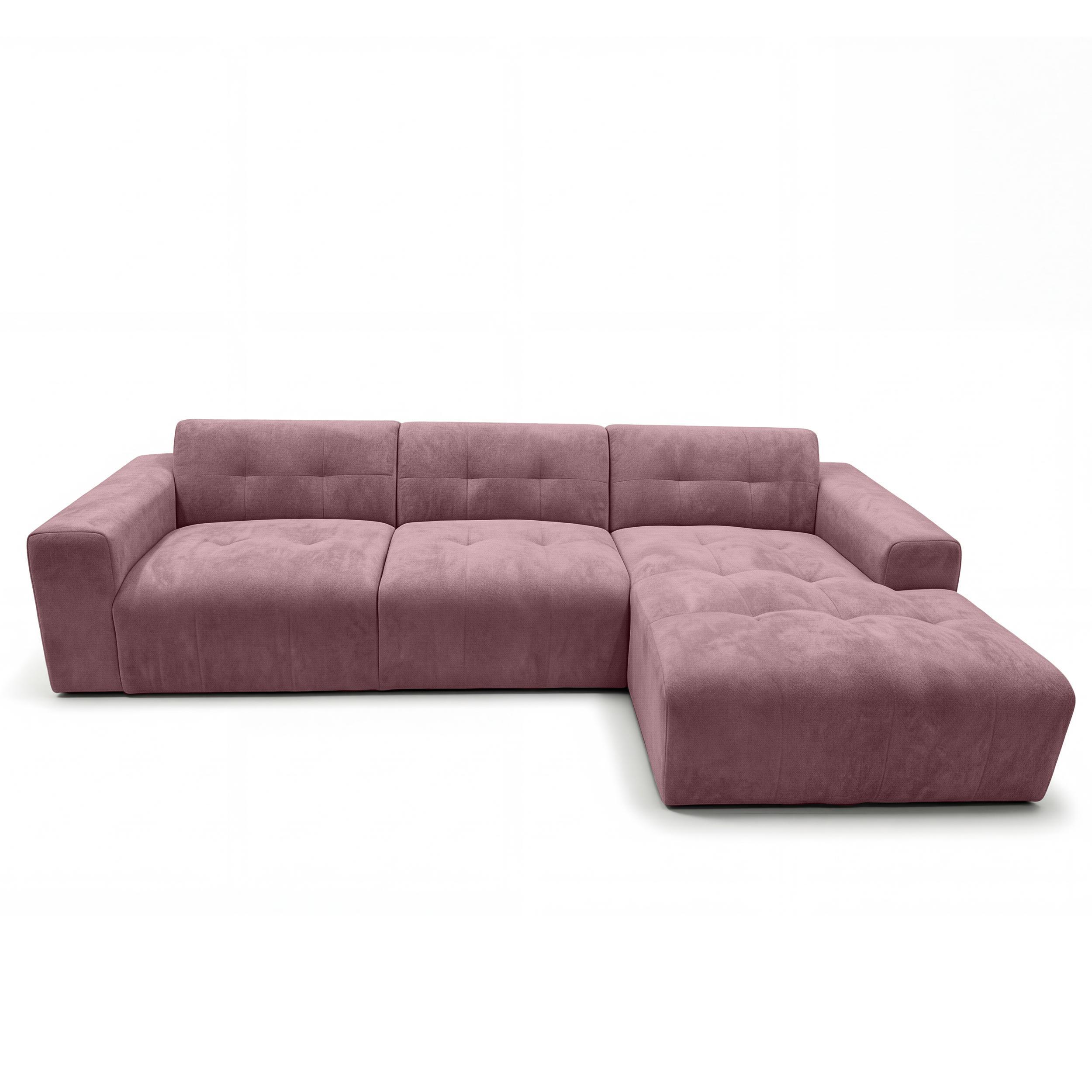 ECKSOFA L Form Corlu Rosa 310/165/78 cm – stilvolle kleine Eckcouch Rechts - Schwarz/Rosa, Kunststoff/Textil (165/310cm) - AX Living