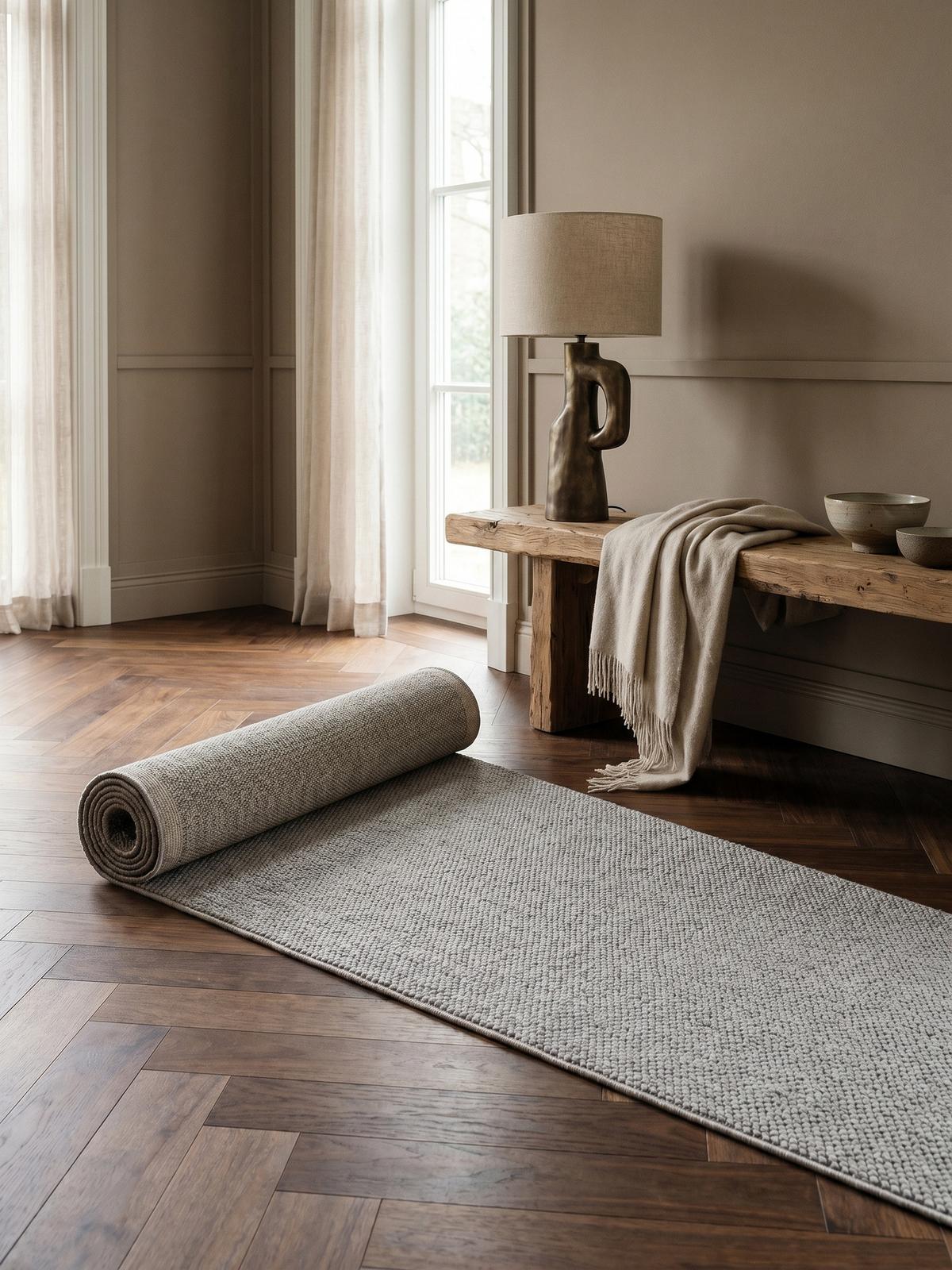 TEPPICH Flachgewebe LANGAU in Silber, meliert, 80 x 250 cm - Silberfarben, Textil (250/80cm) - KADIMA DESIGN