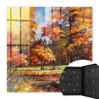 SCHLÜSSELBOX Schwarz 30x30 cm- Türöffnung nach rechts - Herbstlandschaft - Orange, Metall (30/30/5cm) - TULUP