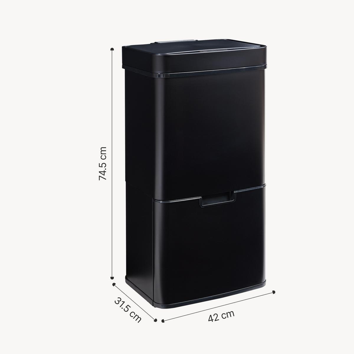 SENSOR MÜLLEIMER Venna - Schwarz, Kunststoff/Metall (31.5/74.5/42cm) - [en.casa]