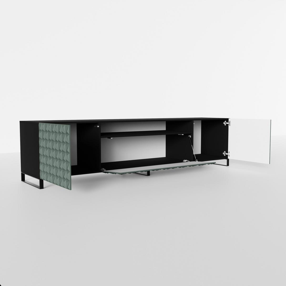 LOWBOARD ROVA 200/41/40 cm, Stand-TV-Schrank Schwarz / Grün - Schwarz/Grün, Holzwerkstoff (200/41/40cm) - MASSENO