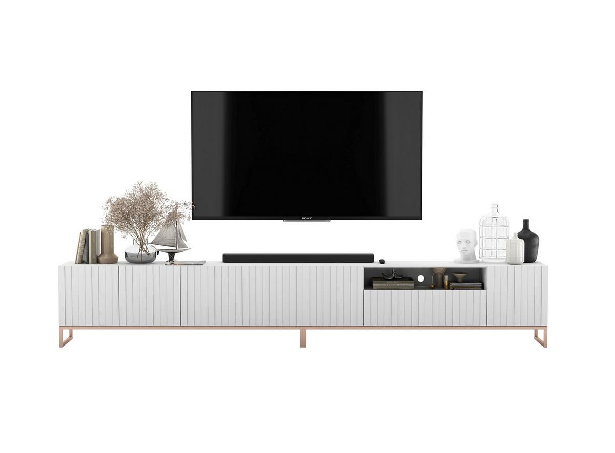 TV-LOWBOARD 2-er Set Elpis2 Weiß Matt mit Metallrahmen 150 cm - Weiß/Kupferfarben, Holzwerkstoff/Metall (300/51.5/36.5cm) - Meble Lindner