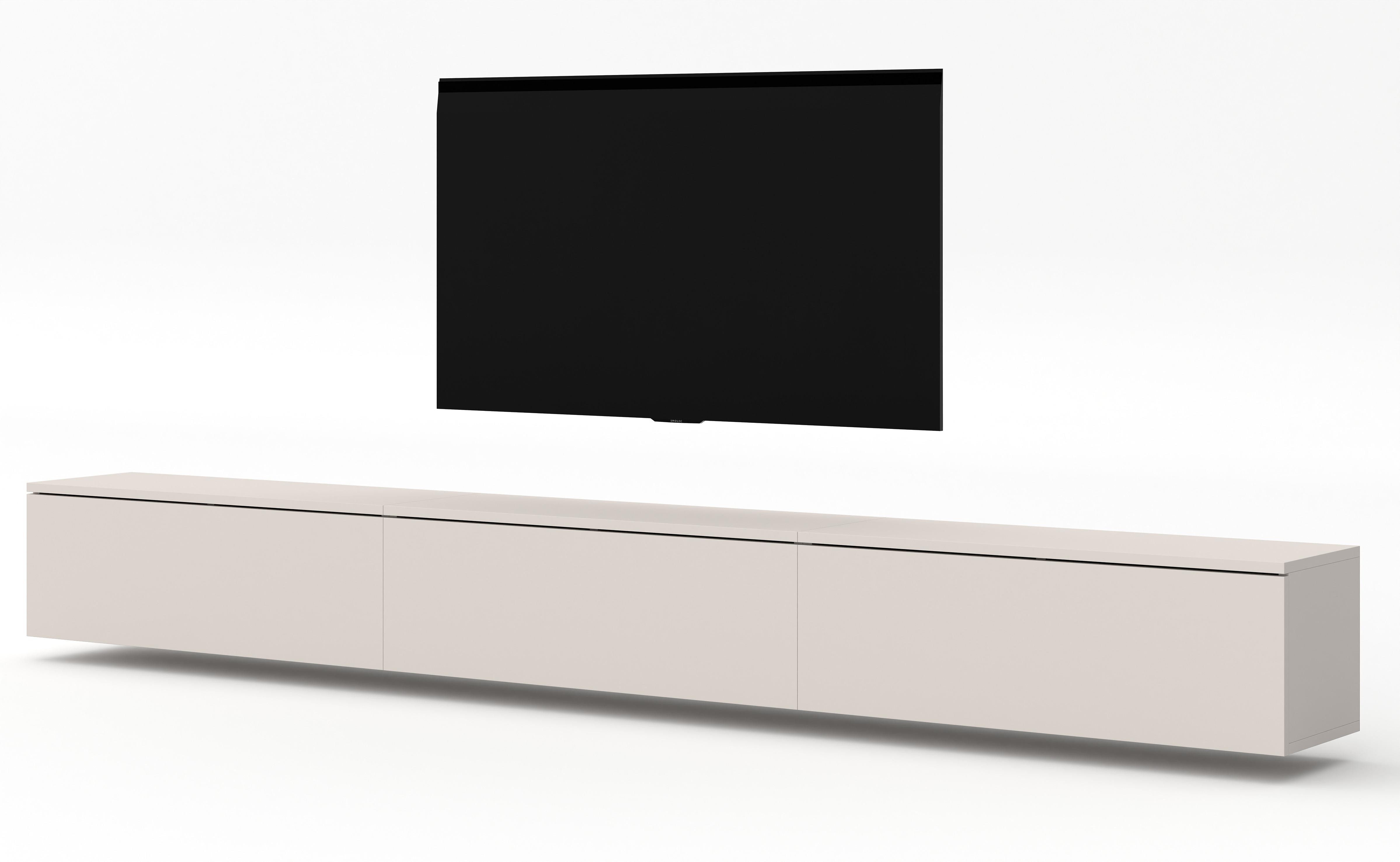 LOWBOARD Loriano 3x100 Beige Kaschmir 300/34/32 cm – Hängendes TV Board - Beige, Holzwerkstoff/Kunststoff (300/34/32cm) - AX Living
