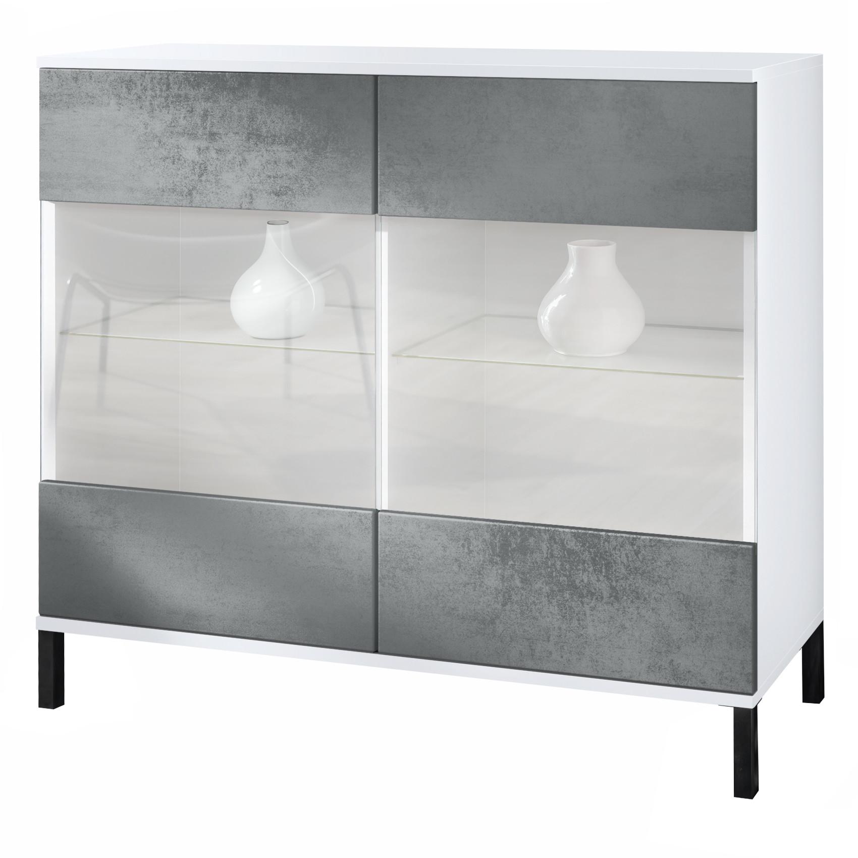 KOMMODE Bari Beton Dunkel Optik - Dunkelgrau, Holzwerkstoff (92.5/83.5/35cm) - Vladon