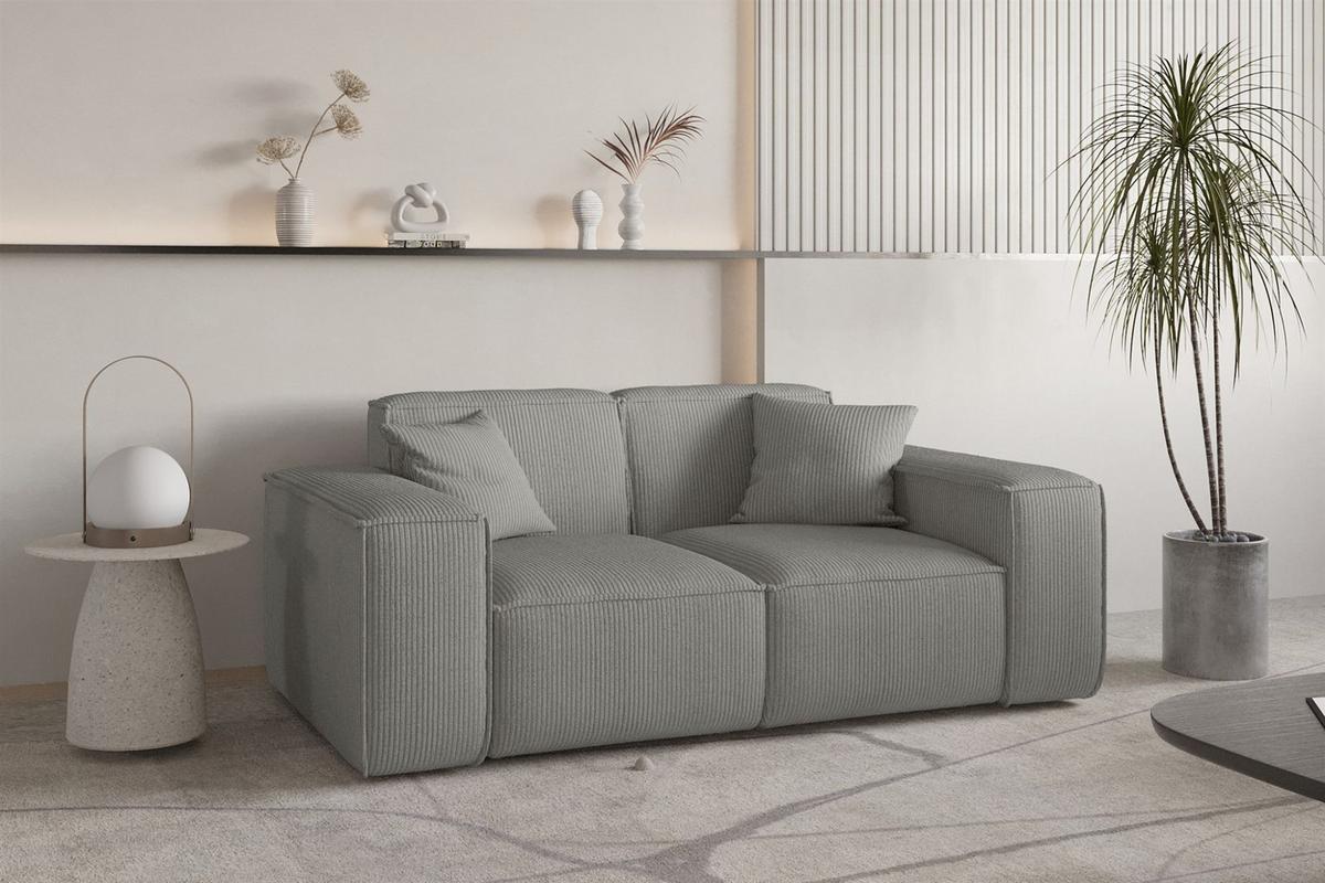 SOFASET Celes Premium 3-2-1 Stoff Scala - Grau, Holzwerkstoff/Textil (225/73/88cm) - Fun Möbel