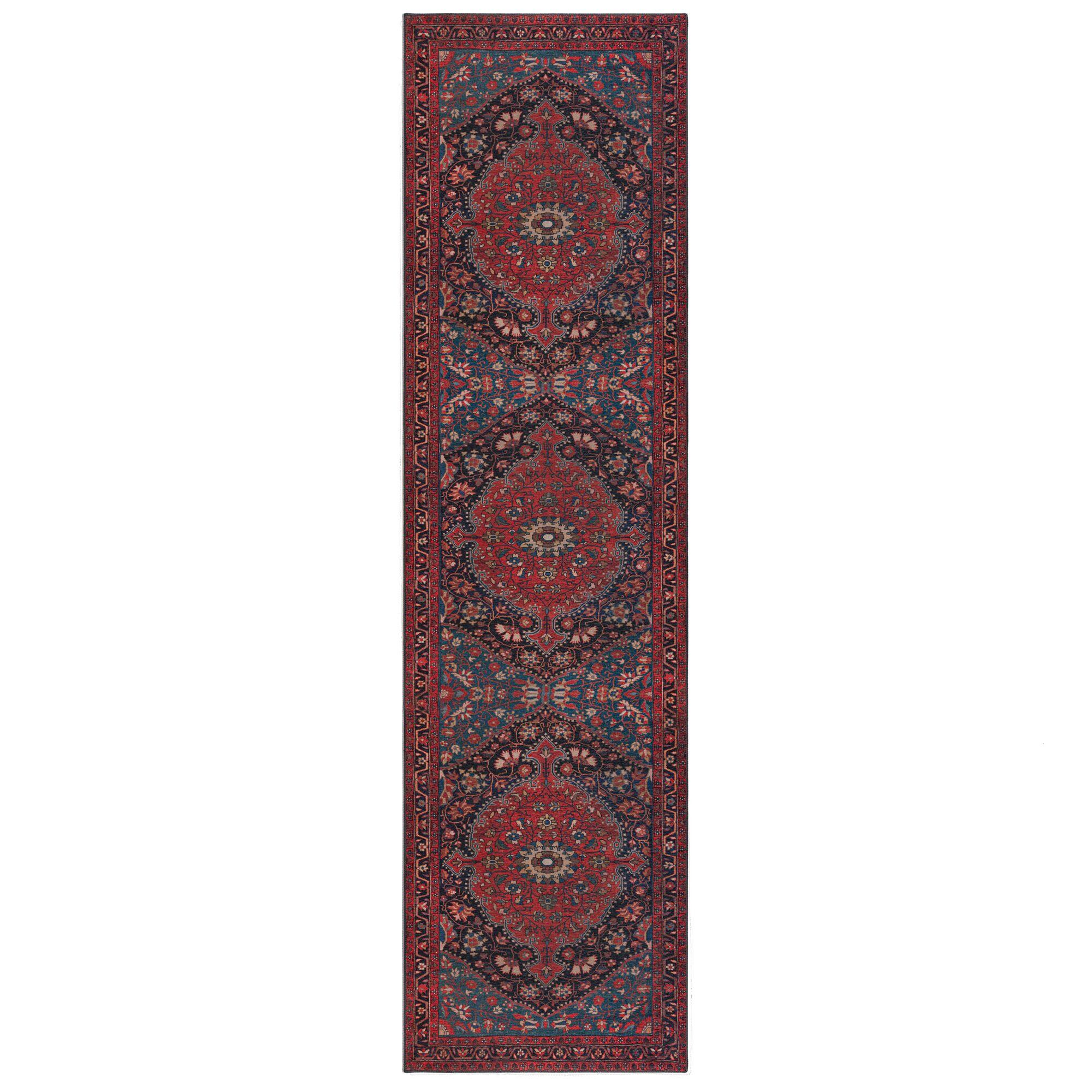 TEPPICH Waschbar HURST, orientalisch mit Medaillon, Rot, 60 x 230 cm - Rot, Textil (60/230cm) - KADIMA DESIGN
