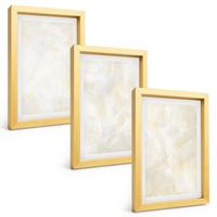 BILDER SET 3er Set - 20x30 cm Goldrahmen - Helles Strukturfarbendesign - Goldfarben, Kunststoff (20/30cm) - TULUP