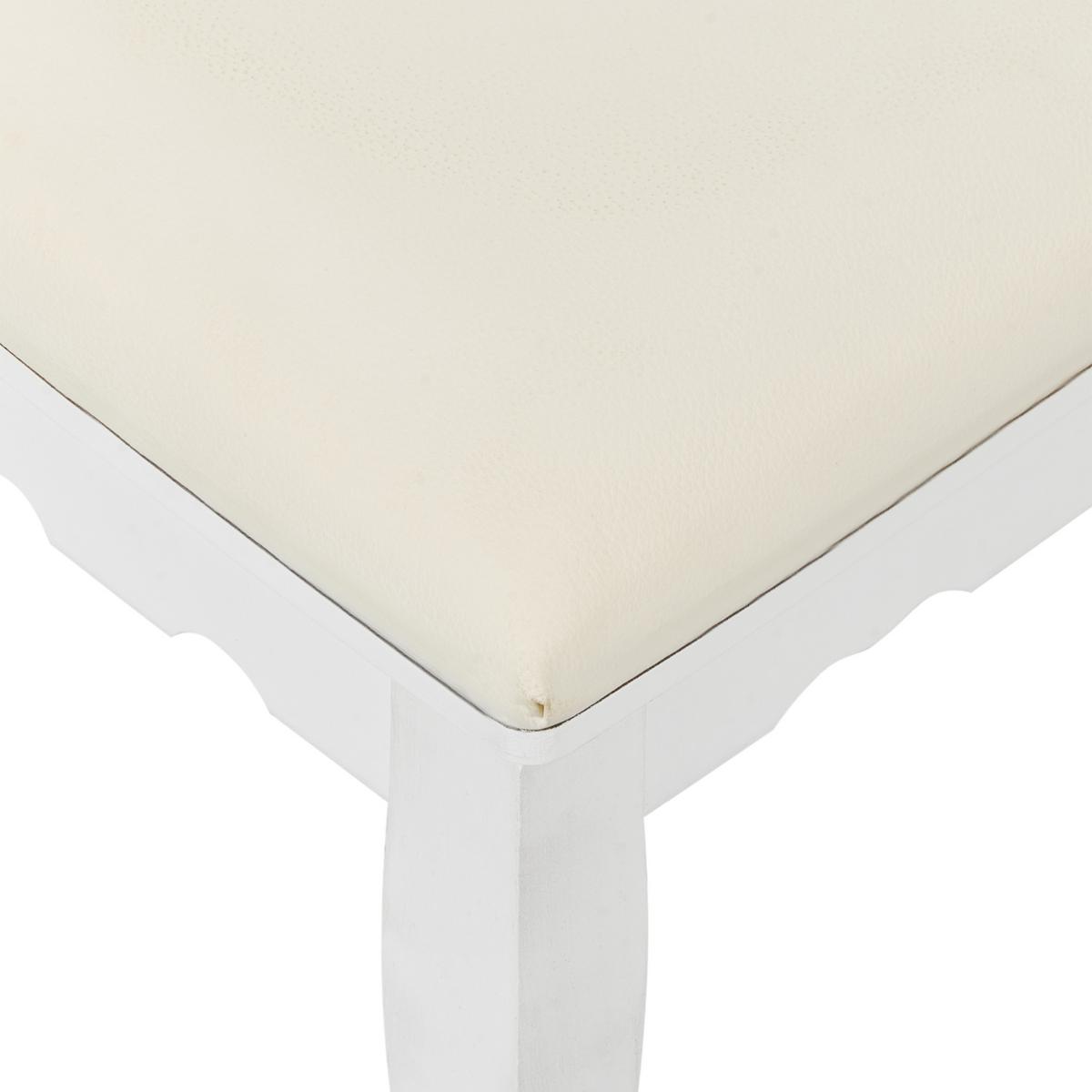 SCHMINKTISCH mit Spiegel und Hocker Weiß Rayon - Weiß, Holzwerkstoff (80/139/40cm) - Beliani