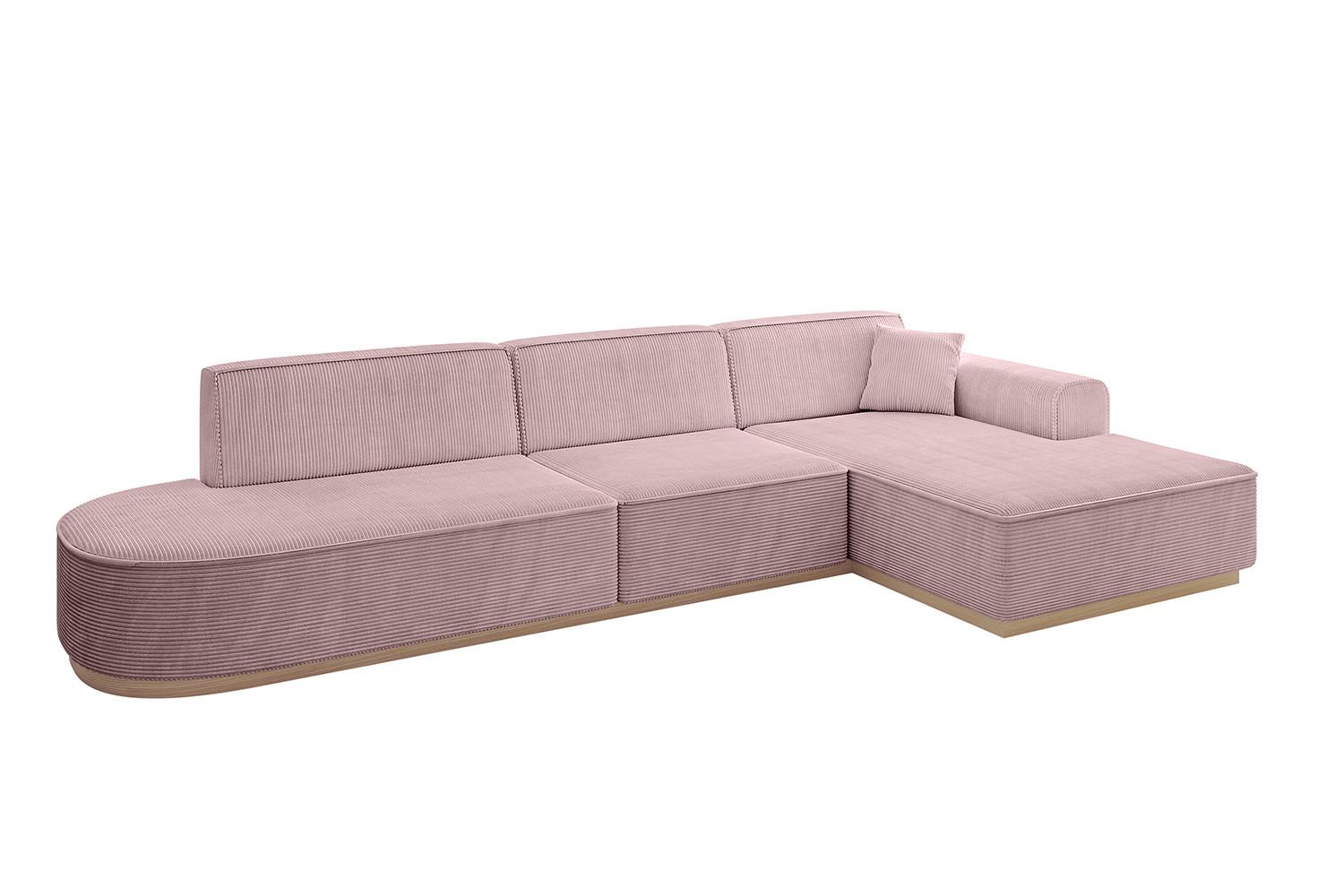 ECKSOFA Ottomane Rechts IREA-L2 - 327x165x80 cm Rosa - Rosa, Holzwerkstoff/Textil (327/165cm) - ALTDECOR