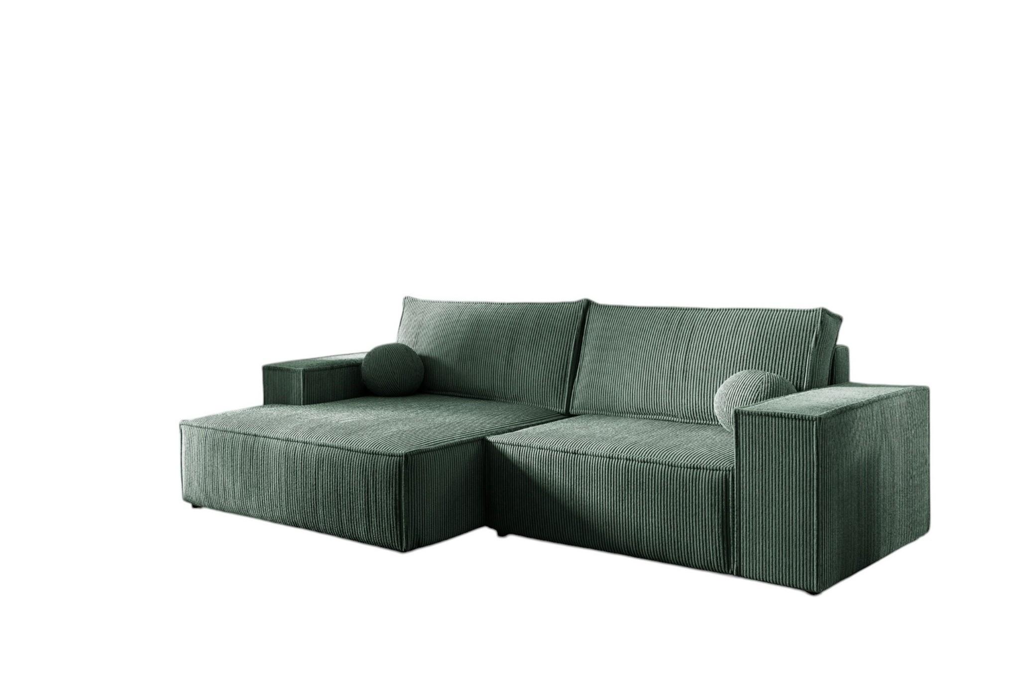 ECKSOFA Corunia Xs - Grün, Holzwerkstoff/Textil (255/148cm) - Fun Möbel