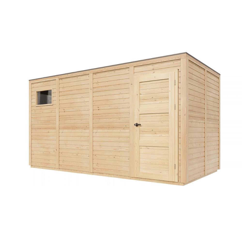 GARTENHAUS Holz 8,16 m², 404/216/202 cm, mit imprägniertem Boden, M327F2+M327G - Beige, Holz (404/216/202cm) - Timbela
