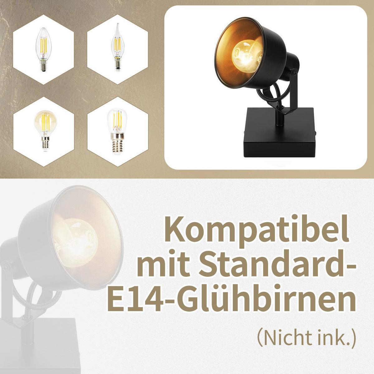 DECKENSTRAHLER Duke1 1-flammig 14/14/17cm - Schwarz, Metall (14/14/17cm) - Nettlife