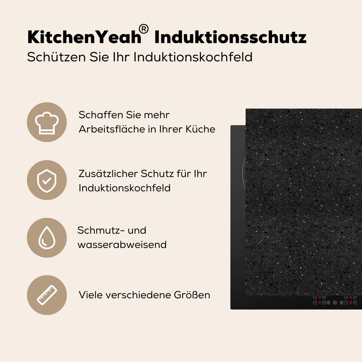 HERDABDECKPLATTE Granit - Schwarz - Grau Induktionsmatte 77x59 cm - Anthrazit, Kunststoff (77/59/0.2cm) - MuchoWow