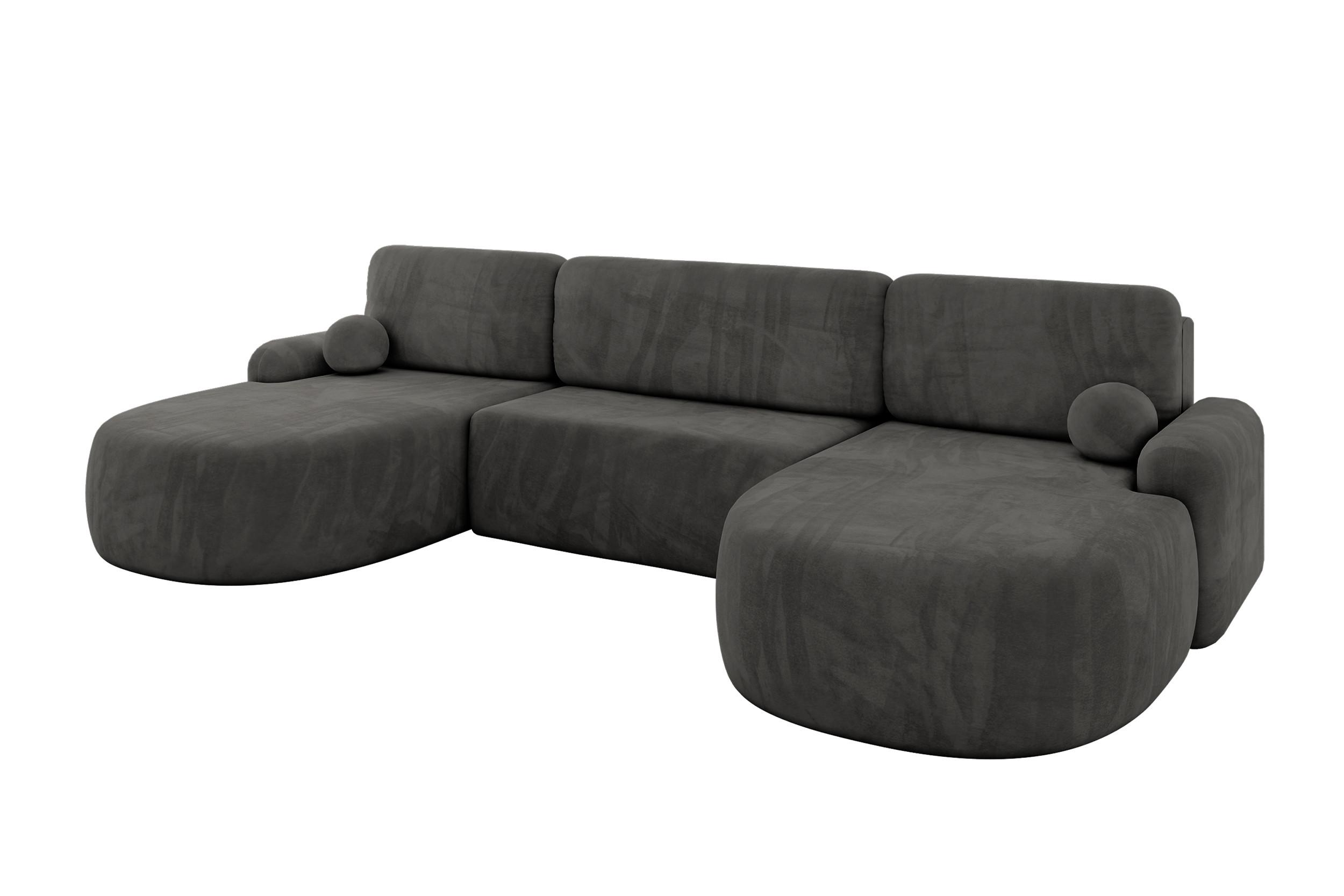 WOHNLANDSCHAFT mit Schlaffunktion und Bettkasten LIRA-U - 335x172x89 Dunkelgrau - Dunkelgrau, Holzwerkstoff/Textil (335/89/172cm) - ALTDECOR