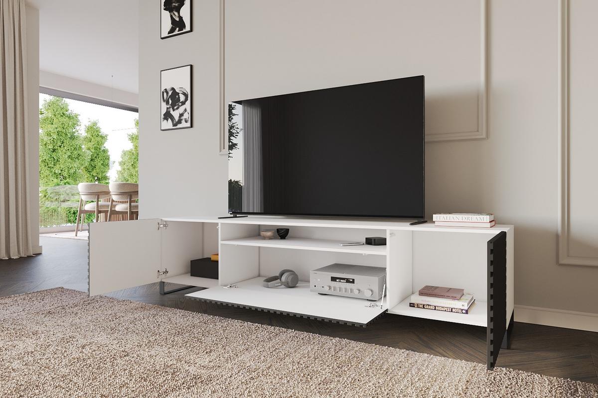 LOWBOARD ZENO-S 200x53x41 cm - Weiß / Schwarz - Schwarz/Weiß, Holzwerkstoff (200/53/41cm) - ALTDECOR